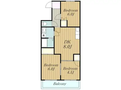ロイヤルハイツ II(3DK/4階)の間取り写真