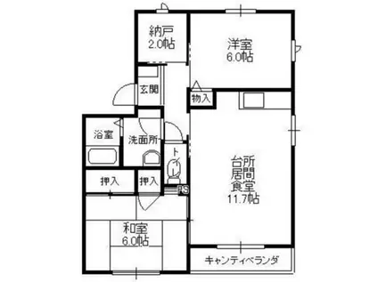 ミレニアム・タウン(2SLDK/2階)の間取り写真