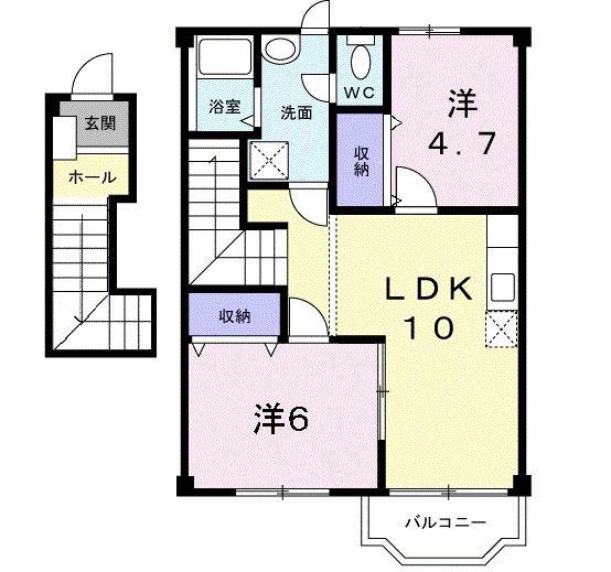 サンライズ21B(2LDK/2階)の間取り写真