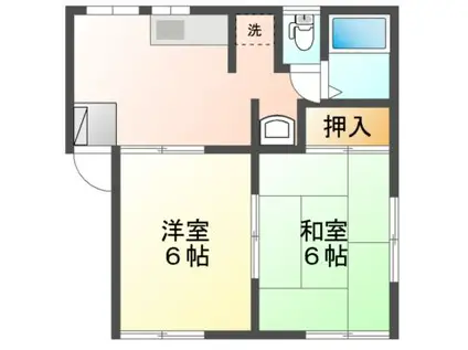 ヴィラあさひ台(2DK/2階)の間取り写真