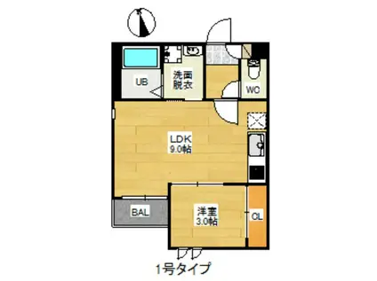 REGALEST CIEL 大橋(1LDK/2階)の間取り写真