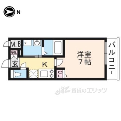 エスカーサ京都四条梅津(1K/7階)の間取り写真