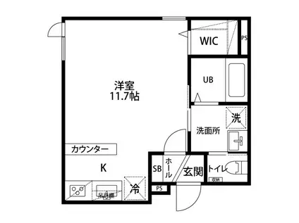 LOTUS山木戸(ワンルーム/1階)の間取り写真