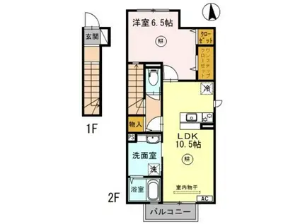 D-ROOM三葛(1LDK/2階)の間取り写真