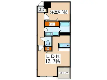 デザフィーオ(1LDK/1階)の間取り写真