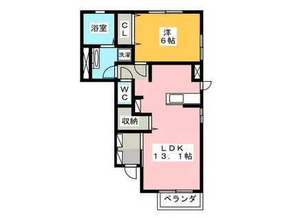 リベルテ・M(1LDK/1階)の間取り写真