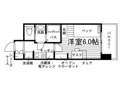 学生会館ロイヤルジェルム学南町(1K/4階)の間取り写真
