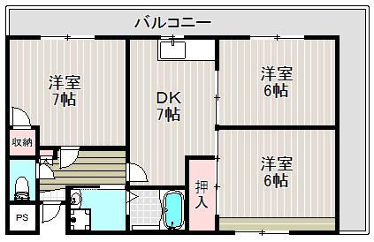 プレステージアスカ(3DK/2階)の間取り写真