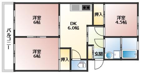 井東コーポラス(3DK/3階)の間取り写真