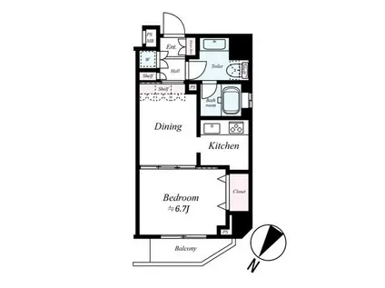 ブライズ西五反田(1DK/10階)の間取り写真