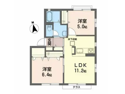 TOP GALLERY(2LDK/1階)の間取り写真