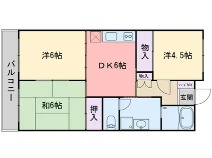 西部ビル(3DK/5階)の間取り写真