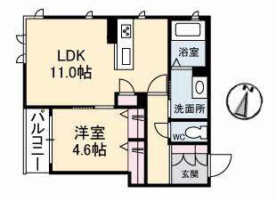 ルヴニール(1LDK/2階)の間取り写真