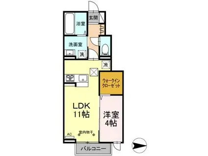 グランディイグニスVI(1LDK/1階)の間取り写真