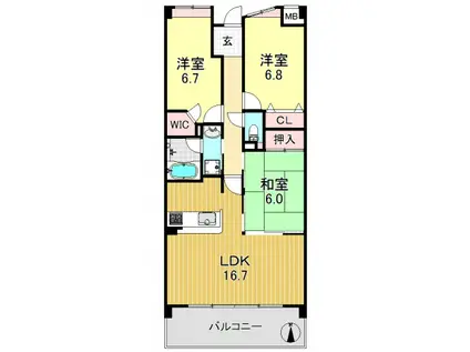 プレジールII(3LDK/3階)の間取り写真