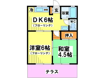 ボーセンフラット(2DK/1階)の間取り写真