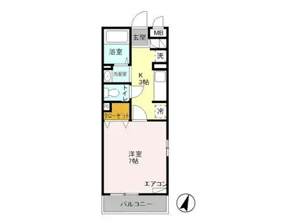 ボン リジェール(1K/2階)の間取り写真