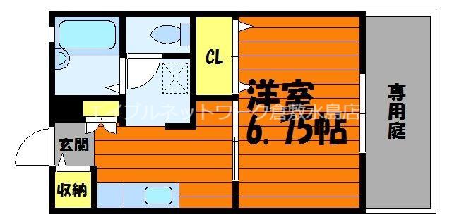 サンコート浜ノ茶屋(1K/1階)の間取り写真