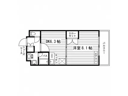 宗像壱番館(1DK/3階)の間取り写真