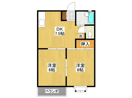 ホワイトパレス(2DK/2階)の間取り写真