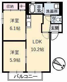 シャーメゾン グランドゥール(2LDK/2階)の間取り写真
