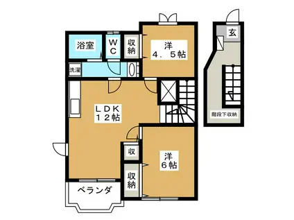 ピュアハウスB(2LDK/2階)の間取り写真