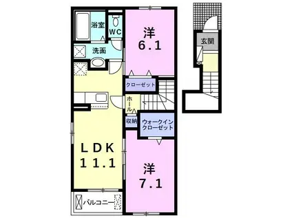 ブリーズ雨池 I(2LDK/2階)の間取り写真