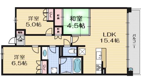 シャリエ茨木(3LDK/5階)の間取り写真