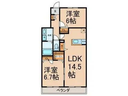 LA LUNA(2LDK/1階)の間取り写真