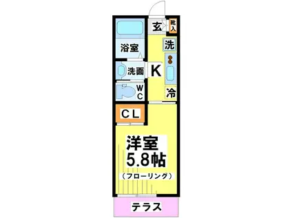 若葉町タウンハウス(1K/1階)の間取り写真