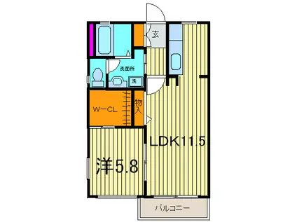 メゾンあけぼの(1LDK/1階)の間取り写真