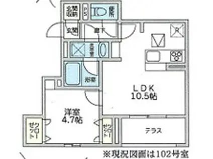 ブラウネスハイム南馬込(1LDK/2階)の間取り写真