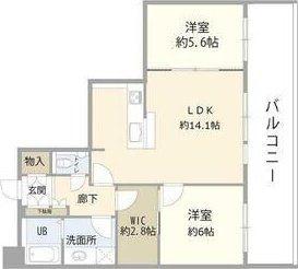 ディアマークスキャピタルタワー(2LDK/28階)の間取り写真