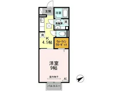 ホットスペース理科大前AB(1K/2階)の間取り写真