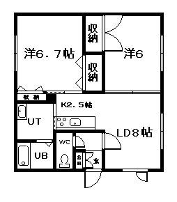 RIVAGE(2LDK/2階)の間取り写真