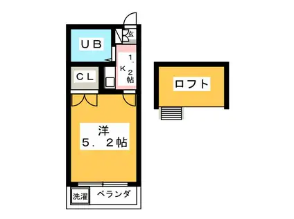 ハイツ鍵屋西町 東棟(1K/2階)の間取り写真