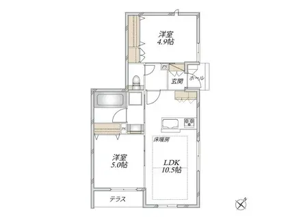 本町1丁目メゾン(2LDK/1階)の間取り写真