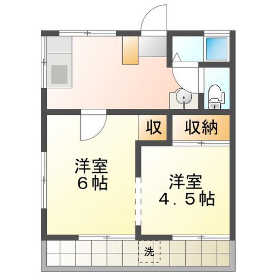 グリーンコーポA(2DK/2階)の間取り写真