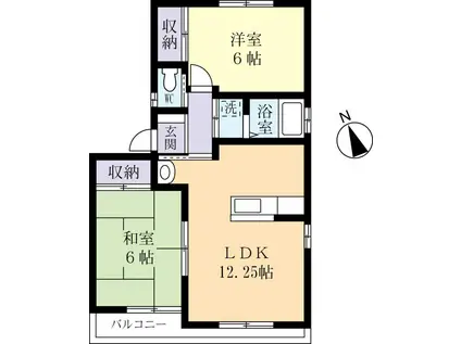 ピュアレジデンス壱番館(2LDK/2階)の間取り写真