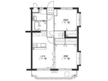 ユーミーMITSUKI(2LDK/1階)の間取り写真