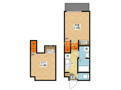 デ・クメール久原(1SK/1階)の間取り写真