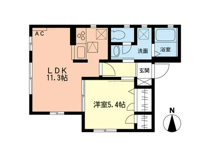 彩明館片瀬(1LDK/1階)の間取り写真