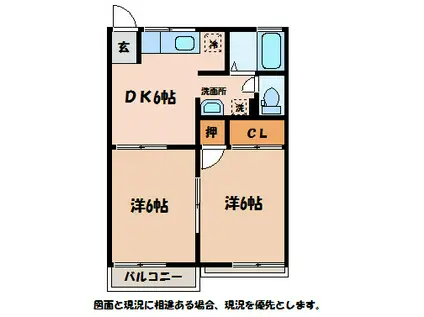 サンテラス藤原J(2DK/1階)の間取り写真