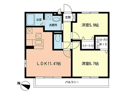 レセンテ梅が丘II(2LDK/1階)の間取り写真