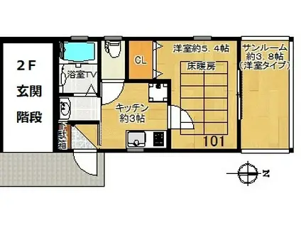 コスモス(1K/1階)の間取り写真