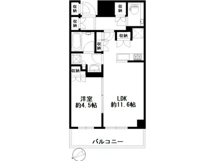 ブリリアタワーズ目黒 サウスレジデンス(1LDK/5階)の間取り写真