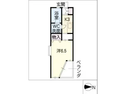 スリーナイン(1K/3階)の間取り写真