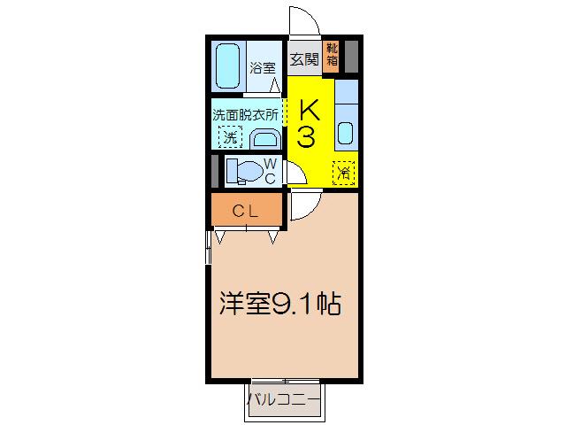 シャルム絆(1K/1階)の間取り写真