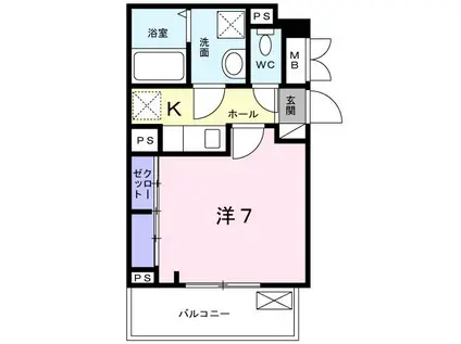 グランソレーユ(1K/2階)の間取り写真