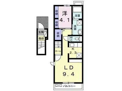 コルティーレIII(1LDK/2階)の間取り写真